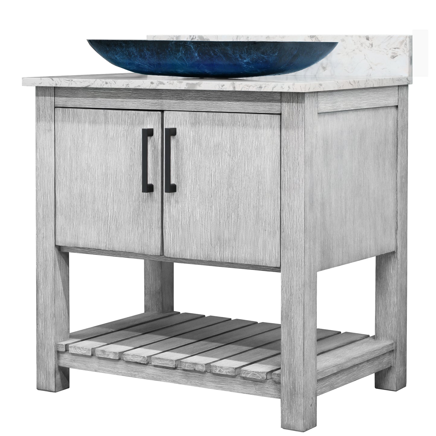 30-inch Bath Vanity with Café Mocha Quartz Counter and Sink, NOBV-30SG-6001-19034