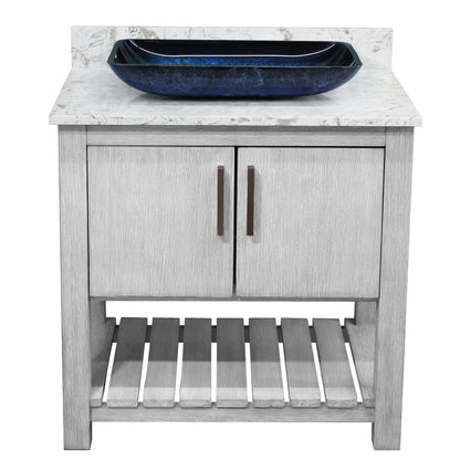 30-inch Bath Vanity with Café Mocha Quartz Counter and Sink, NOBV-30SG-6001-19034