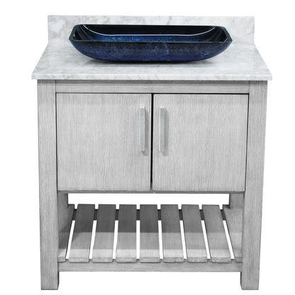 30-inch Bath Vanity with Carrara White Marble Counter and Sink, NOBV-30SG-CAR-19034