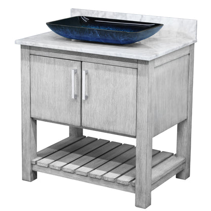 30-inch Bath Vanity with Carrara White Marble Counter and Sink, NOBV-30SG-CAR-19034