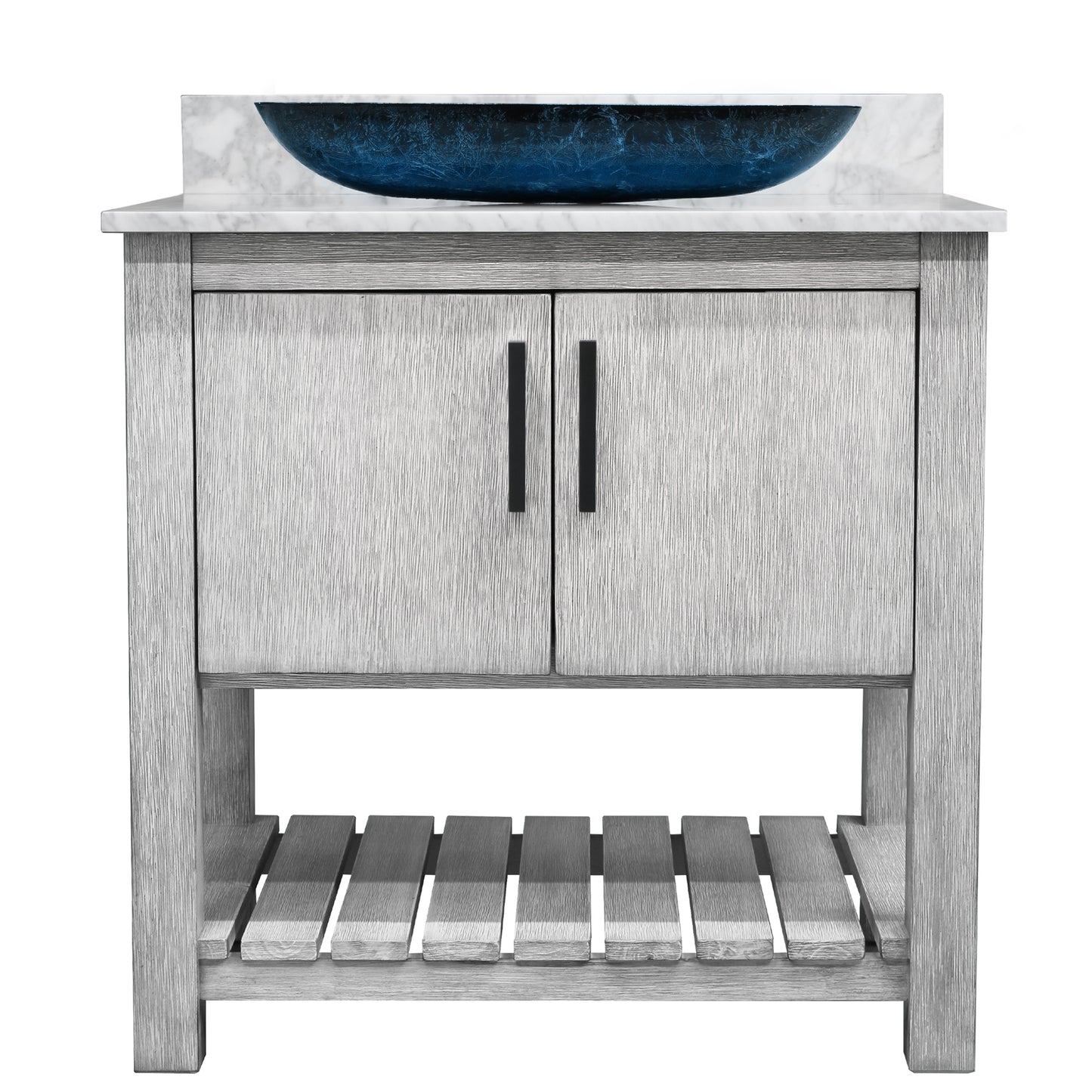 30-inch Bath Vanity with Carrara White Marble Counter and Sink, NOBV-30SG-CAR-19034