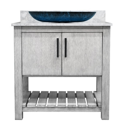 30-inch Bath Vanity with Carrara White Marble Counter and Sink, NOBV-30SG-CAR-19034