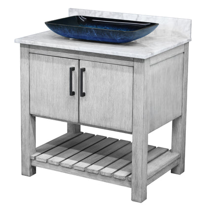 30-inch Bath Vanity with Carrara White Marble Counter and Sink, NOBV-30SG-CAR-19034
