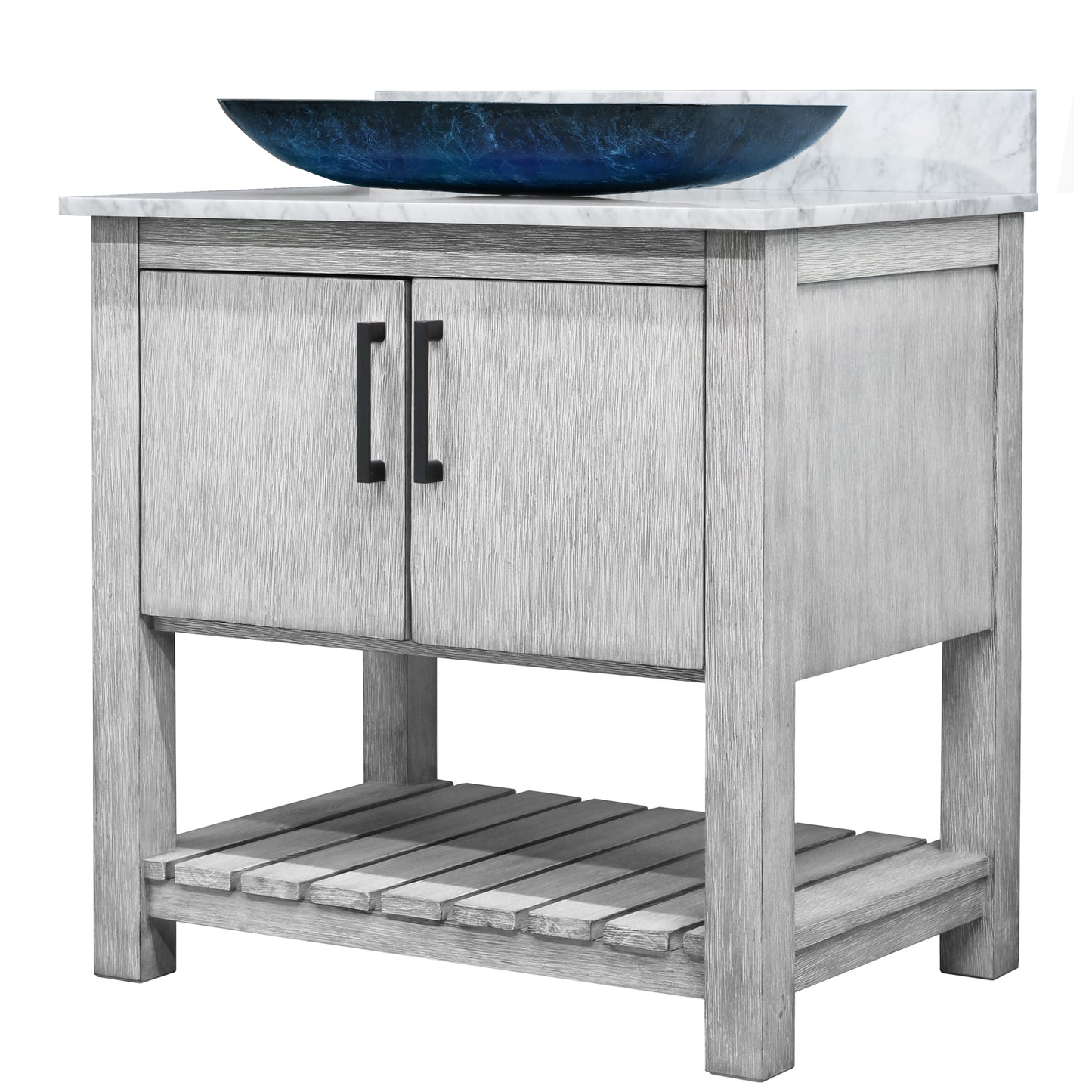 30-inch Bath Vanity with Carrara White Marble Counter and Sink, NOBV-30SG-CAR-19034