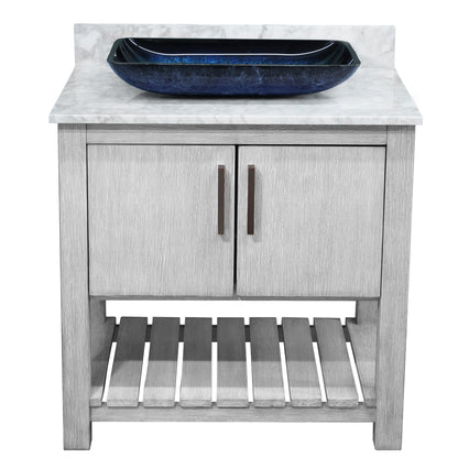 30-inch Bath Vanity with Carrara White Marble Counter and Sink, NOBV-30SG-CAR-19034