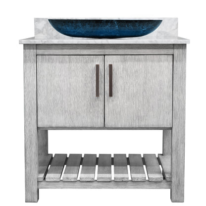 30-inch Bath Vanity with Carrara White Marble Counter and Sink, NOBV-30SG-CAR-19034