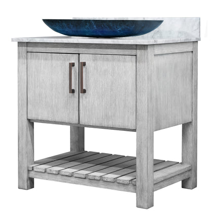30-inch Bath Vanity with Carrara White Marble Counter and Sink, NOBV-30SG-CAR-19034