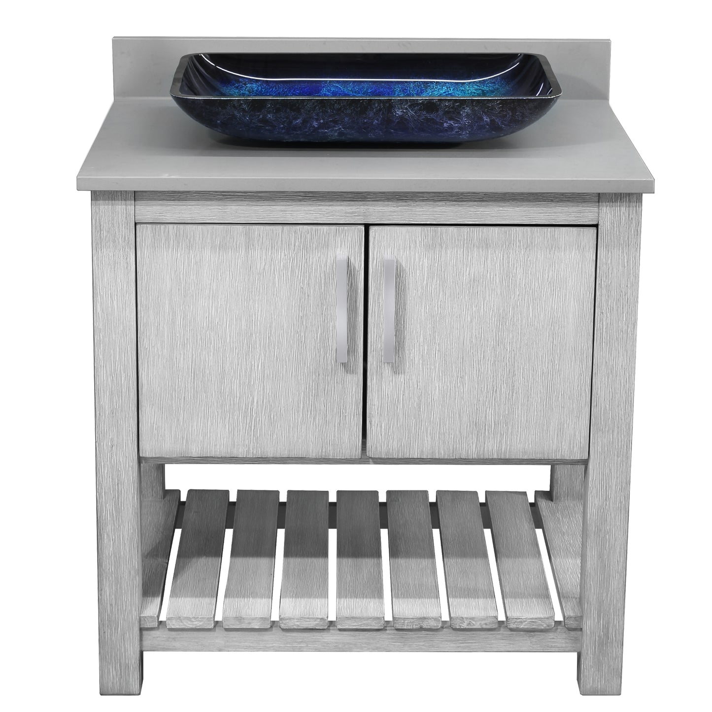 30-inch Bath Vanity with Storm Grey Counter and Sink, NOBV-30SG-280-19034