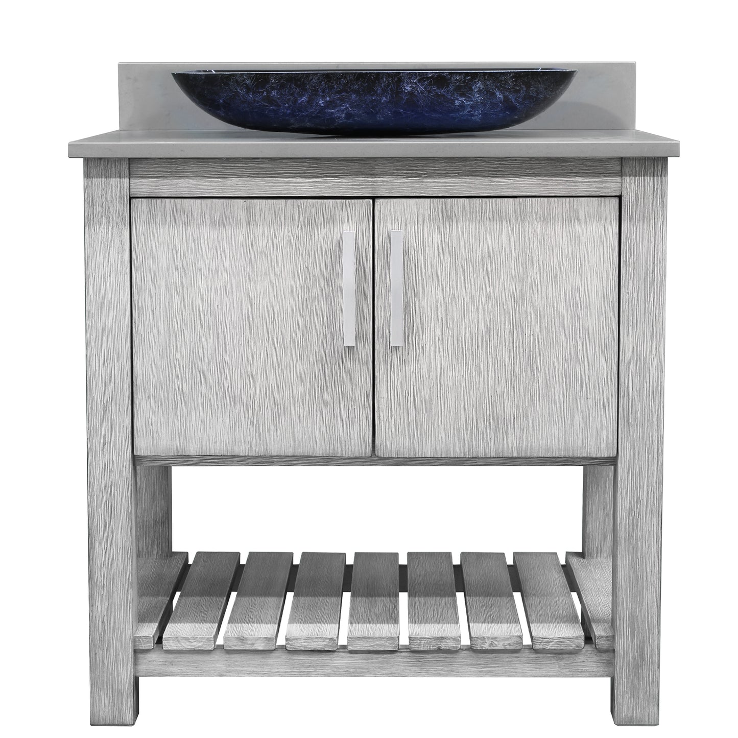 30-inch Bath Vanity with Storm Grey Counter and Sink, NOBV-30SG-280-19034