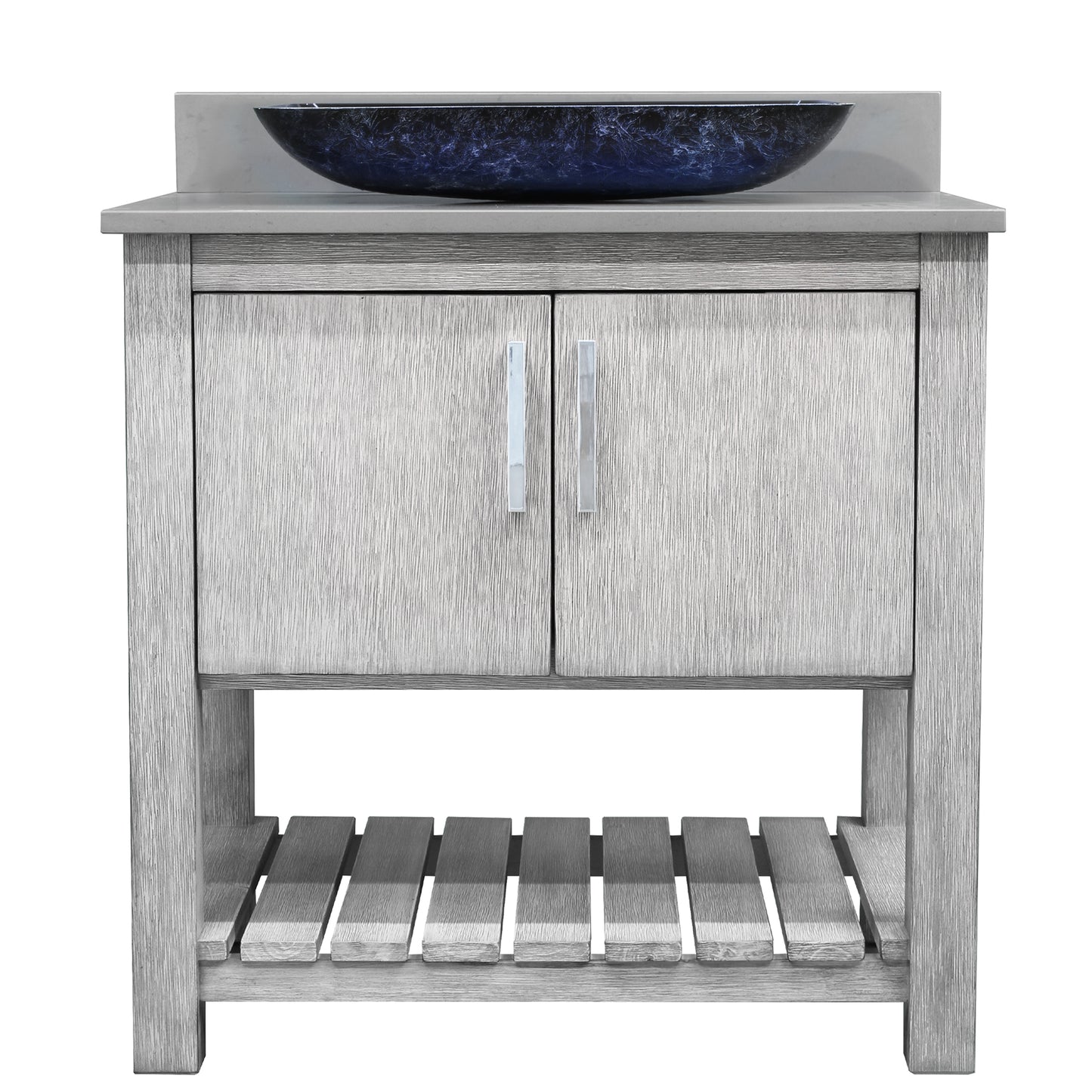 30-inch Bath Vanity with Storm Grey Counter and Sink, NOBV-30SG-280-19034