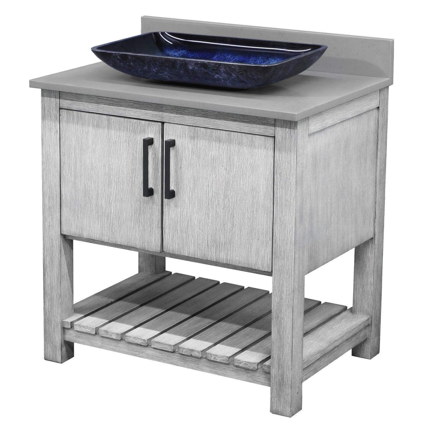 30-inch Bath Vanity with Storm Grey Counter and Sink, NOBV-30SG-280-19034