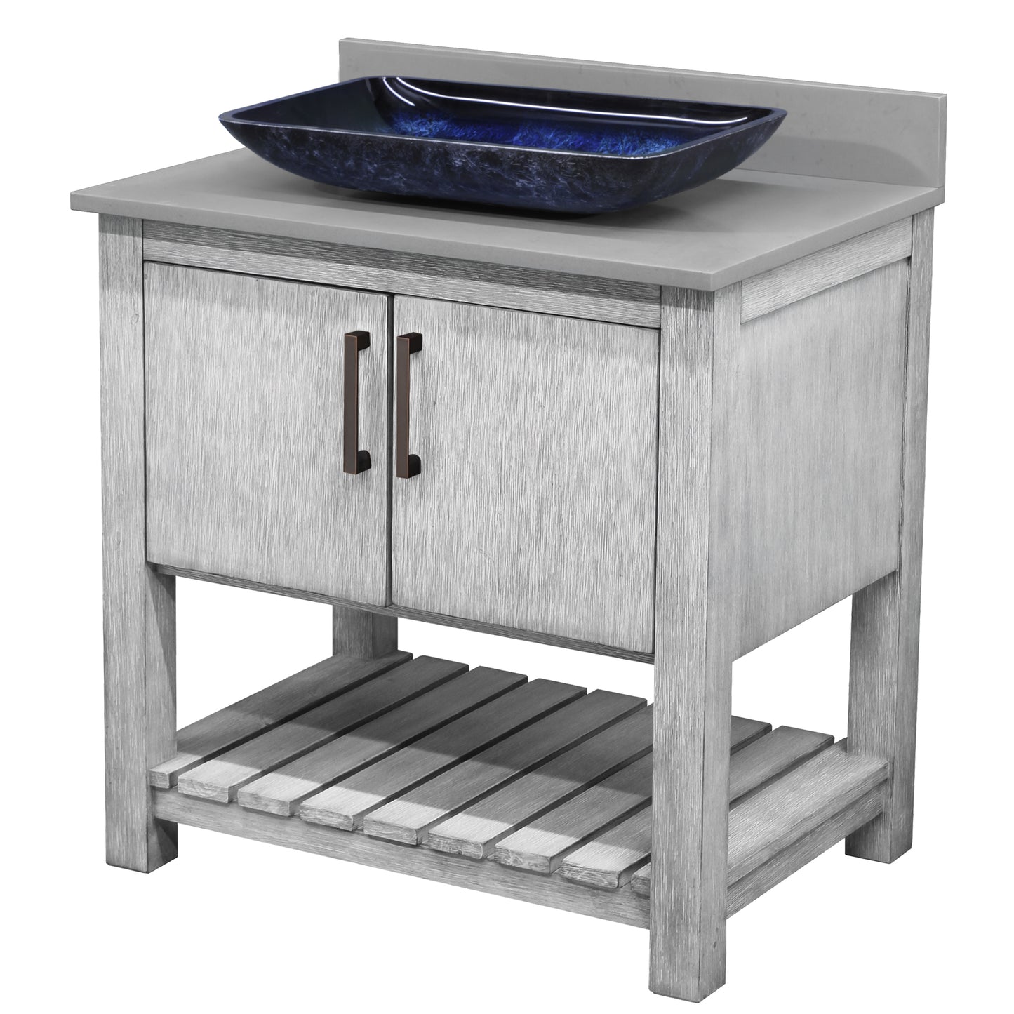 30-inch Bath Vanity with Storm Grey Counter and Sink, NOBV-30SG-280-19034