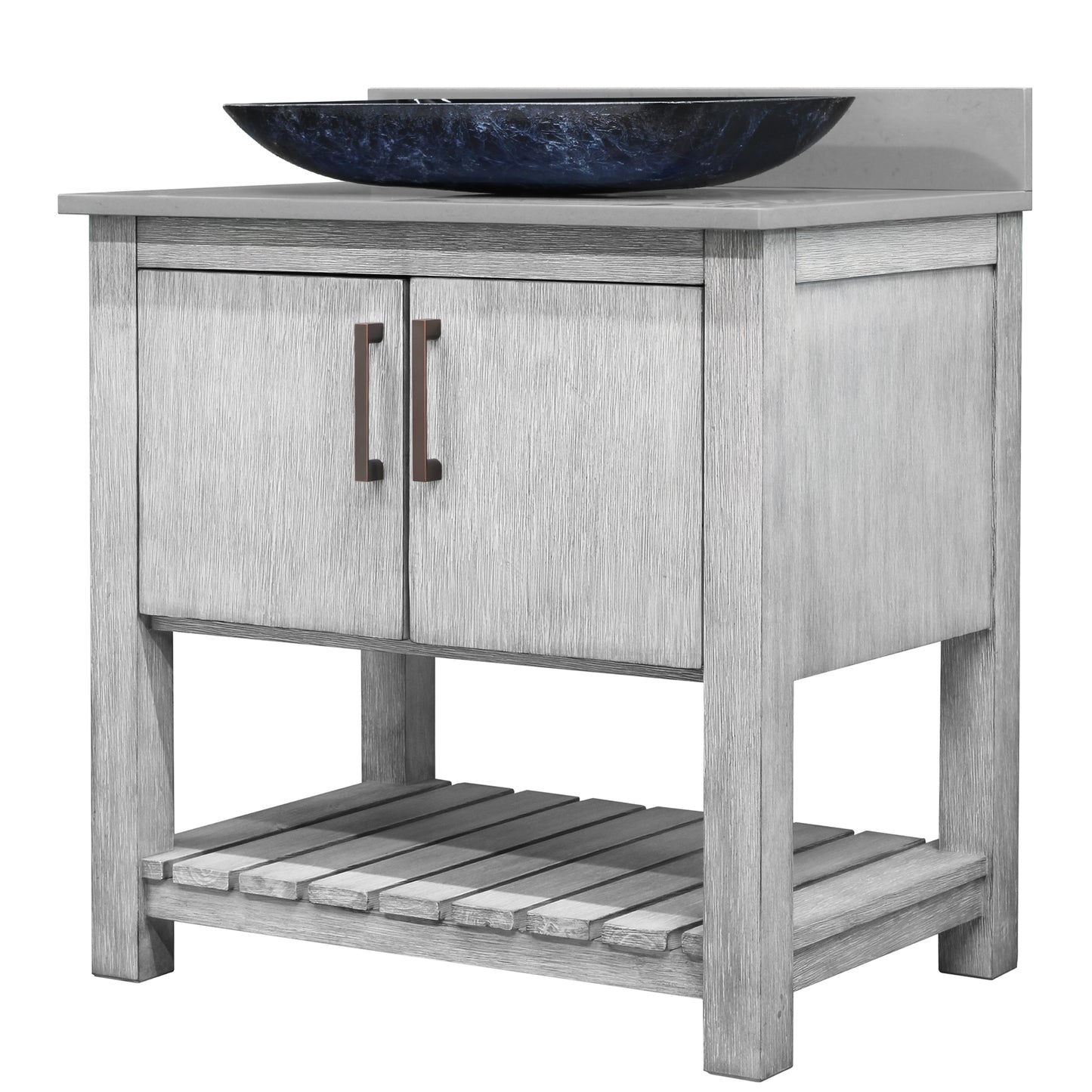 30-inch Bath Vanity with Storm Grey Counter and Sink, NOBV-30SG-280-19034