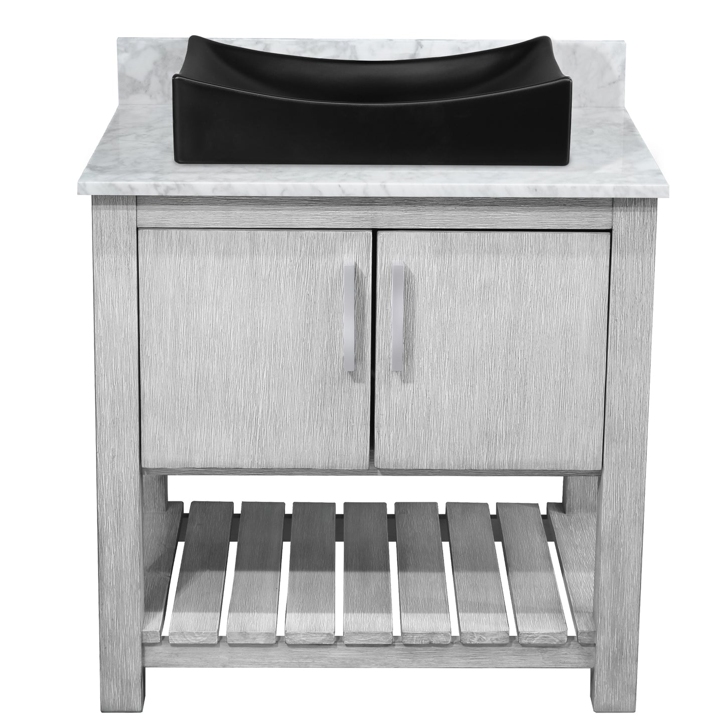30-inch Bath Vanity with Carrara White Marble Counter and Sink - NOBV-30SG-CAR-1141MB
