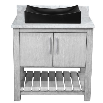 30-inch Bath Vanity with Carrara White Marble Counter and Sink - NOBV-30SG-CAR-1141MB