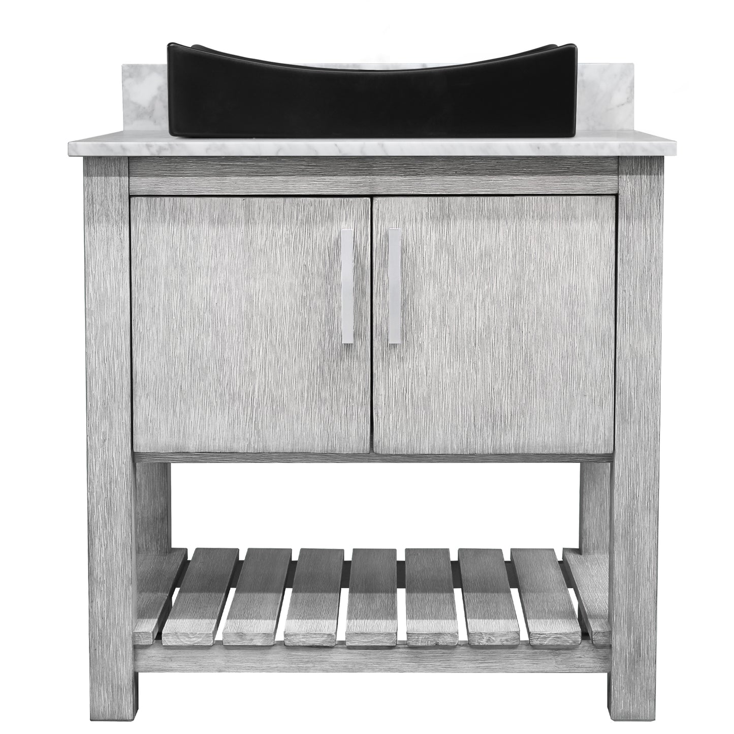 30-inch Bath Vanity with Carrara White Marble Counter and Sink - NOBV-30SG-CAR-1141MB