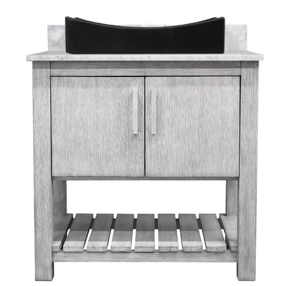 30-inch Bath Vanity with Carrara White Marble Counter and Sink - NOBV-30SG-CAR-1141MB