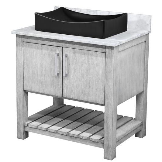 30-inch Bath Vanity with Carrara White Marble Counter and Sink - NOBV-30SG-CAR-1141MB