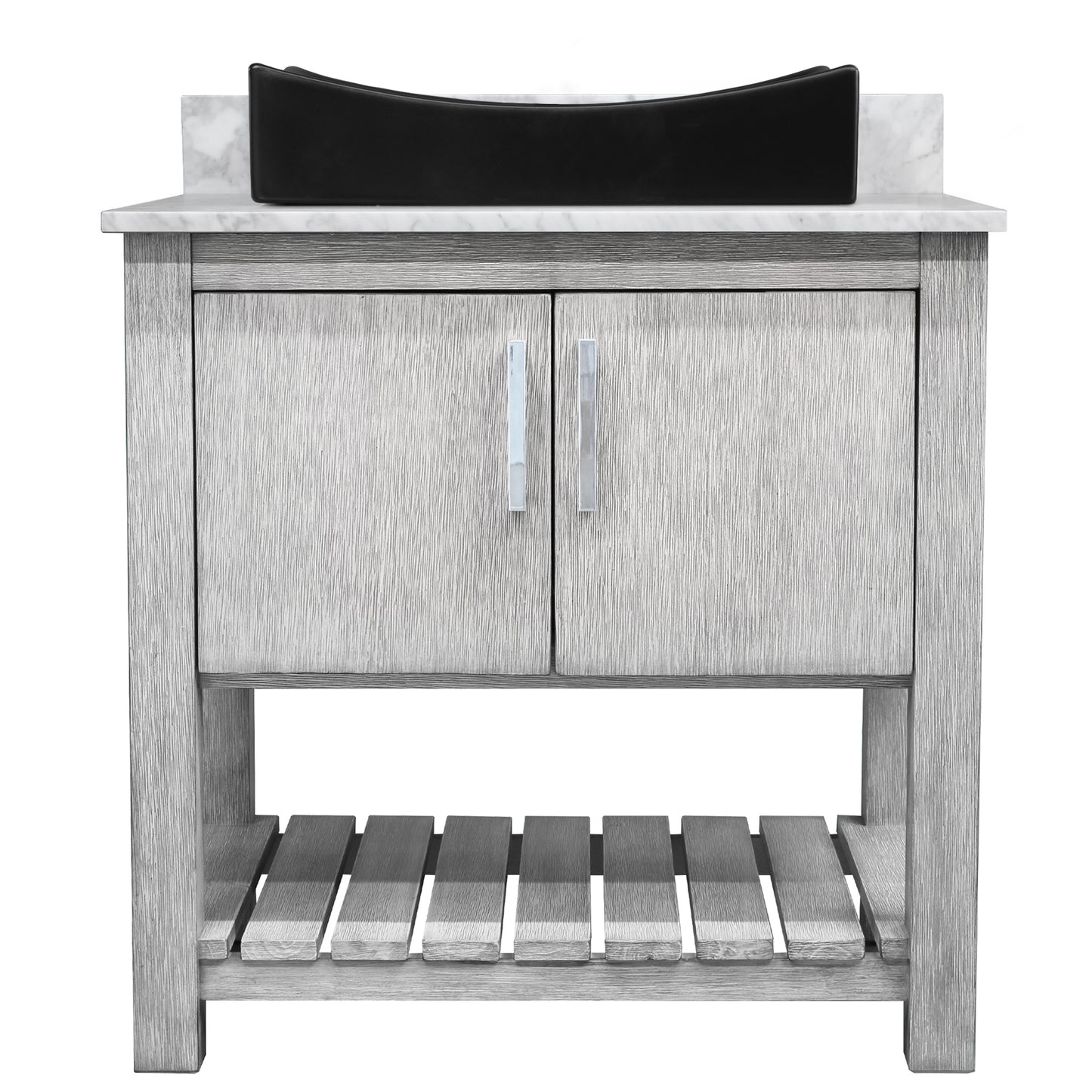 30-inch Bath Vanity with Carrara White Marble Counter and Sink - NOBV-30SG-CAR-1141MB