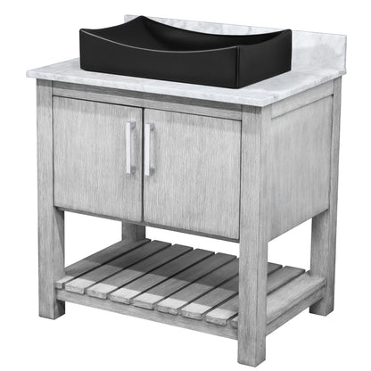 30-inch Bath Vanity with Carrara White Marble Counter and Sink - NOBV-30SG-CAR-1141MB