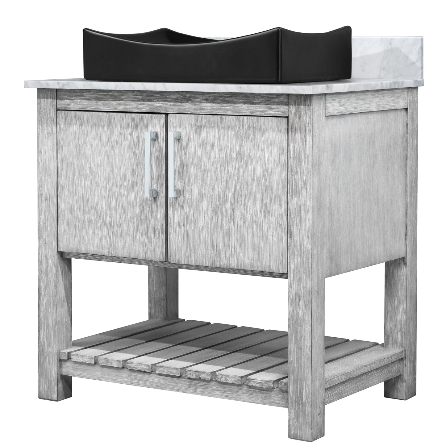 30-inch Bath Vanity with Carrara White Marble Counter and Sink - NOBV-30SG-CAR-1141MB