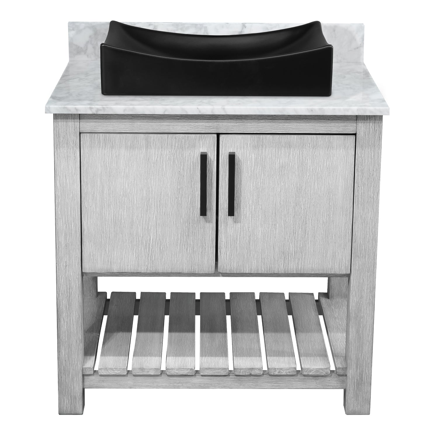 30-inch Bath Vanity with Carrara White Marble Counter and Sink - NOBV-30SG-CAR-1141MB