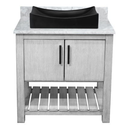 30-inch Bath Vanity with Carrara White Marble Counter and Sink - NOBV-30SG-CAR-1141MB