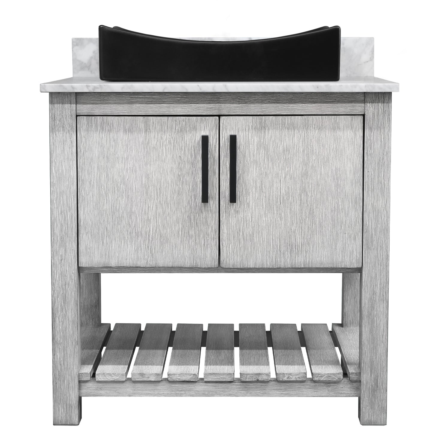 30-inch Bath Vanity with Carrara White Marble Counter and Sink - NOBV-30SG-CAR-1141MB