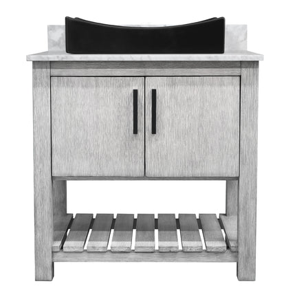 30-inch Bath Vanity with Carrara White Marble Counter and Sink - NOBV-30SG-CAR-1141MB