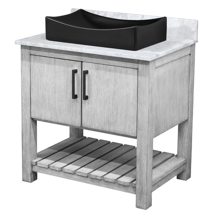30-inch Bath Vanity with Carrara White Marble Counter and Sink - NOBV-30SG-CAR-1141MB