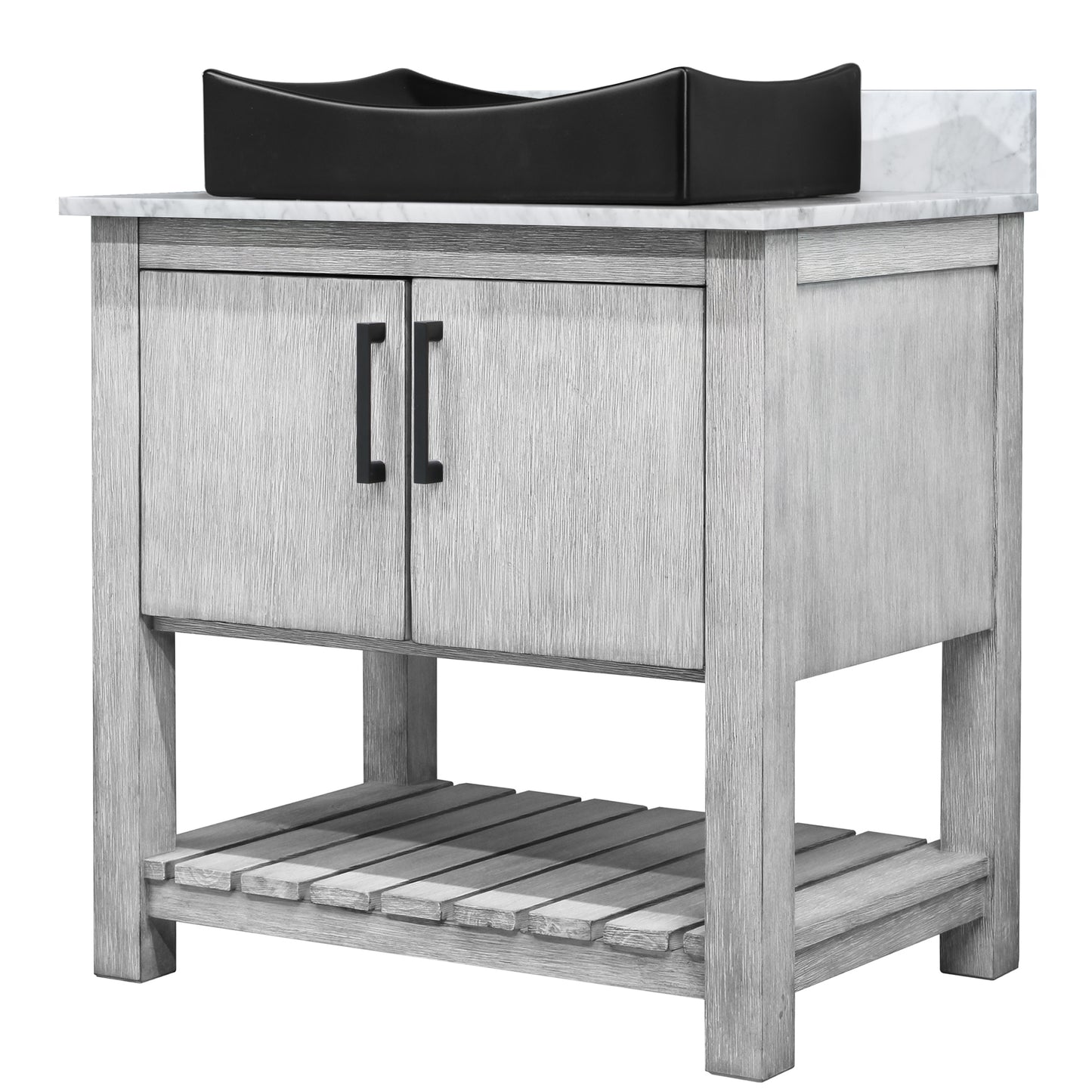 30-inch Bath Vanity with Carrara White Marble Counter and Sink - NOBV-30SG-CAR-1141MB