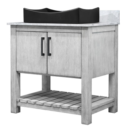 30-inch Bath Vanity with Carrara White Marble Counter and Sink - NOBV-30SG-CAR-1141MB