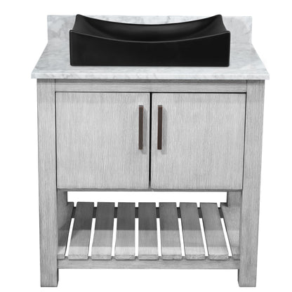 30-inch Bath Vanity with Carrara White Marble Counter and Sink - NOBV-30SG-CAR-1141MB