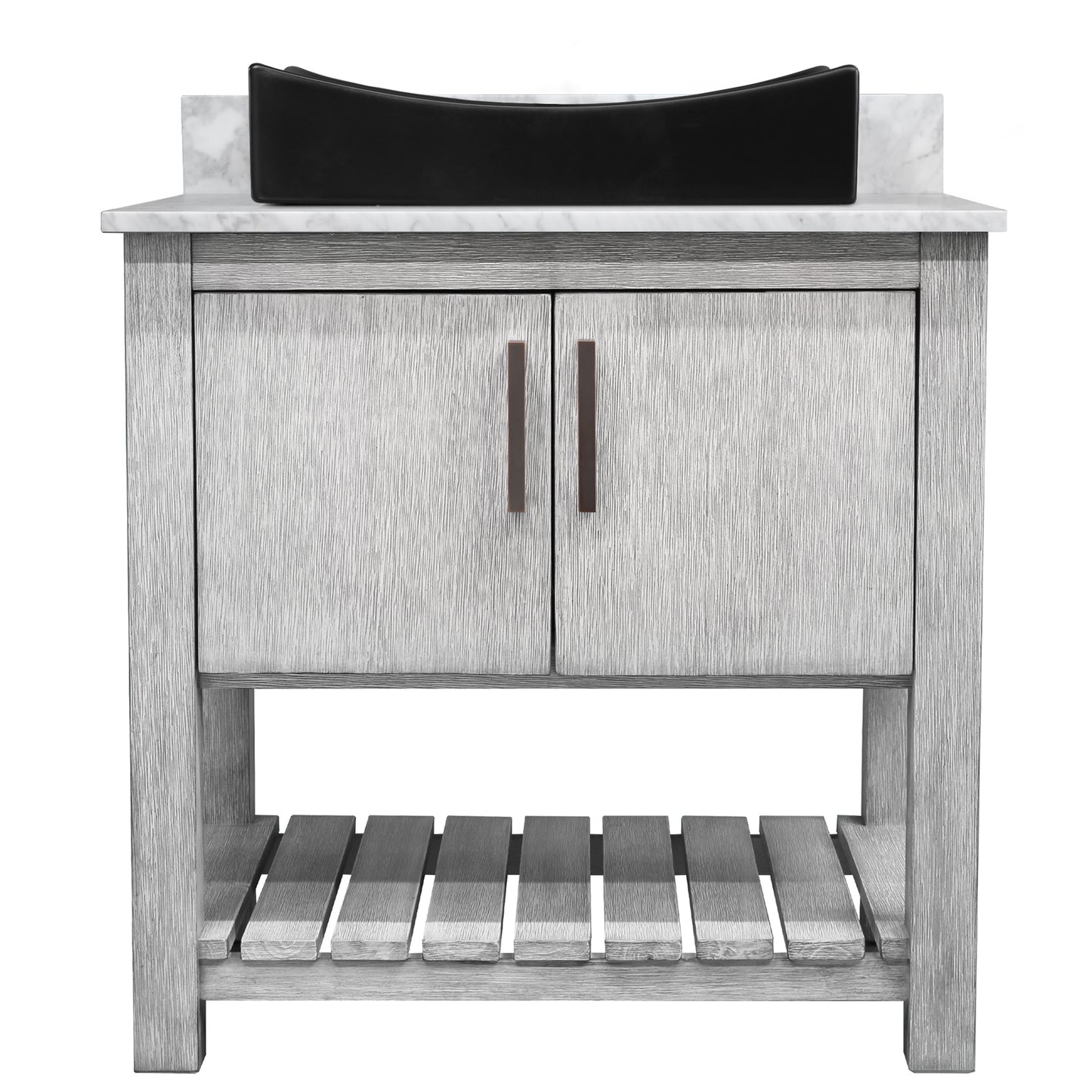 30-inch Bath Vanity with Carrara White Marble Counter and Sink - NOBV-30SG-CAR-1141MB