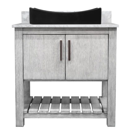 30-inch Bath Vanity with Carrara White Marble Counter and Sink - NOBV-30SG-CAR-1141MB