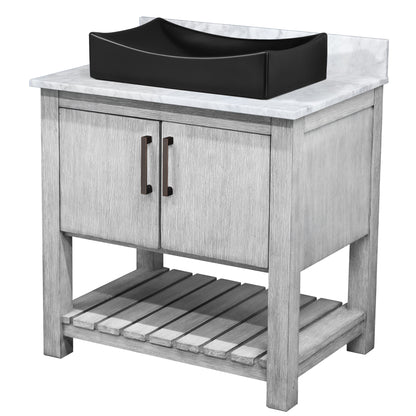 30-inch Bath Vanity with Carrara White Marble Counter and Sink - NOBV-30SG-CAR-1141MB