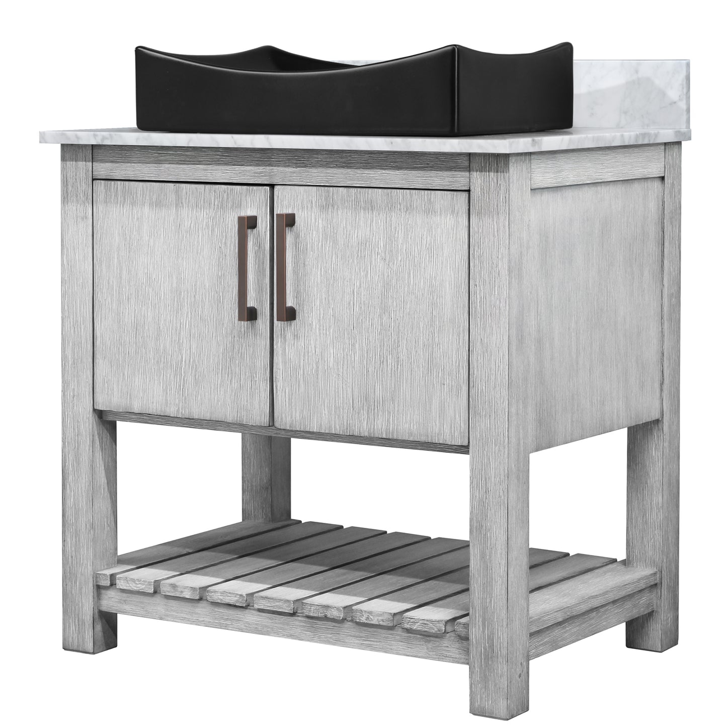 30-inch Bath Vanity with Carrara White Marble Counter and Sink - NOBV-30SG-CAR-1141MB