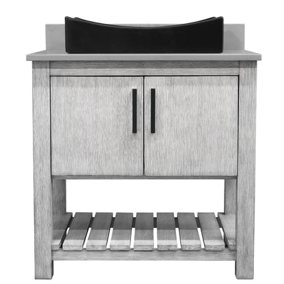 30-inch Bath Vanity with Storm Grey Quartz Counter and Sink - NOBV-30SG-280-01141MB