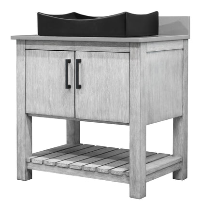 30-inch Bath Vanity with Storm Grey Quartz Counter and Sink - NOBV-30SG-280-01141MB
