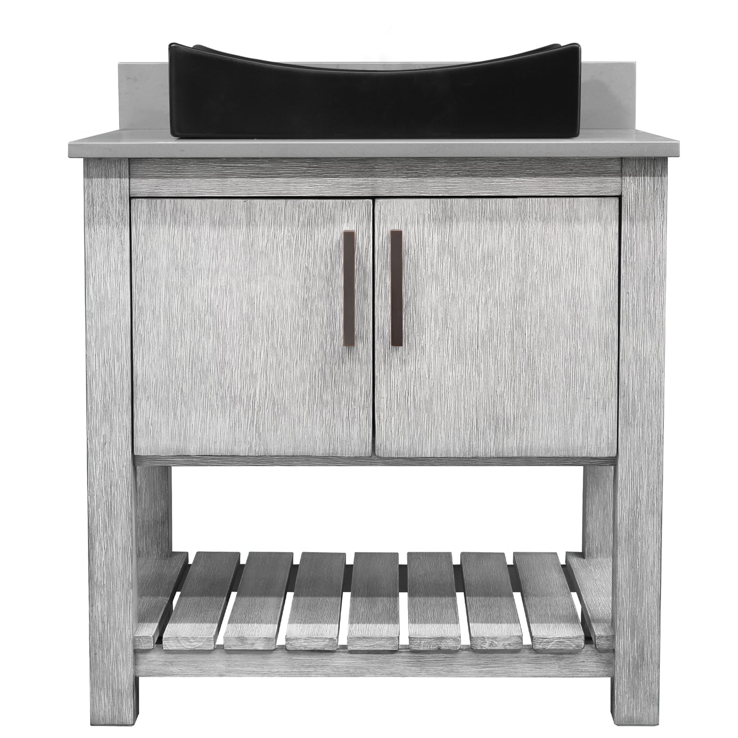 30-inch Bath Vanity with Storm Grey Quartz Counter and Sink - NOBV-30SG-280-01141MB