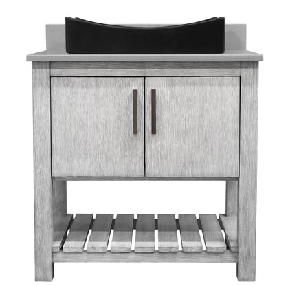 30-inch Bath Vanity with Storm Grey Quartz Counter and Sink - NOBV-30SG-280-01141MB