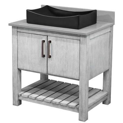30-inch Bath Vanity with Storm Grey Quartz Counter and Sink - NOBV-30SG-280-01141MB