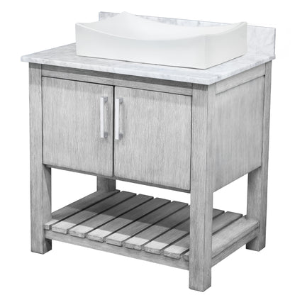 30-inch Bath Vanity with Carrara White Marble Counter and Sink - NOBV-30SG-CAR-01141