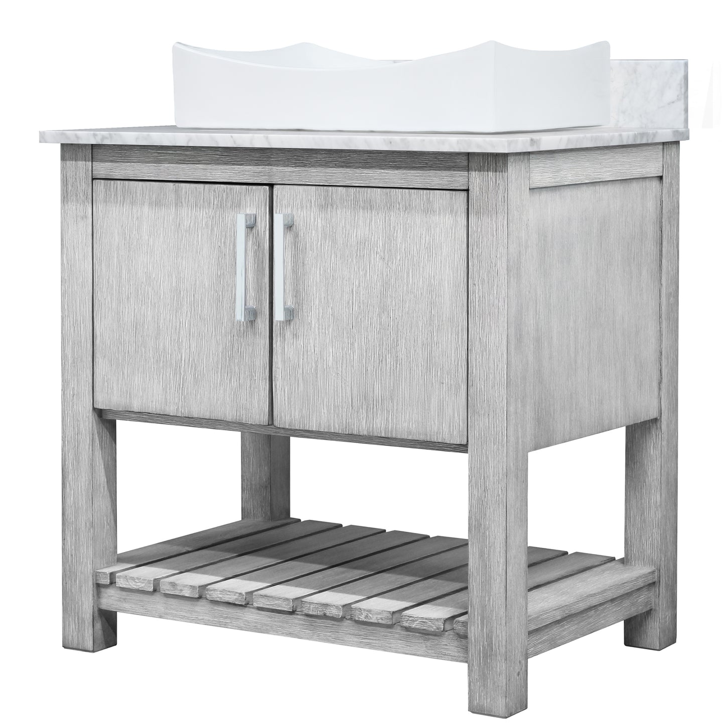 30-inch Bath Vanity with Carrara White Marble Counter and Sink - NOBV-30SG-CAR-01141