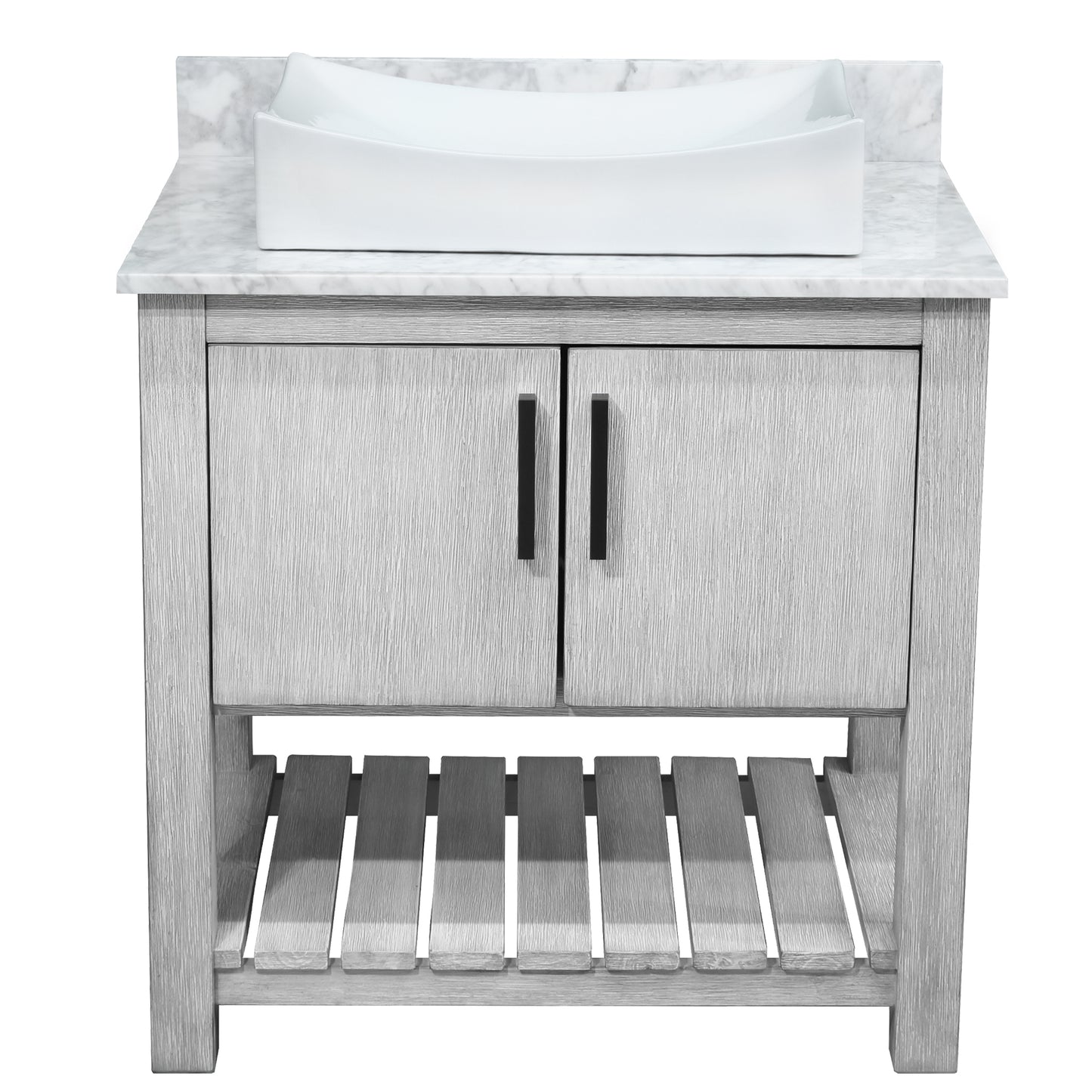 30-inch Bath Vanity with Carrara White Marble Counter and Sink - NOBV-30SG-CAR-01141