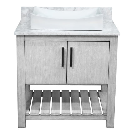 30-inch Bath Vanity with Carrara White Marble Counter and Sink - NOBV-30SG-CAR-01141