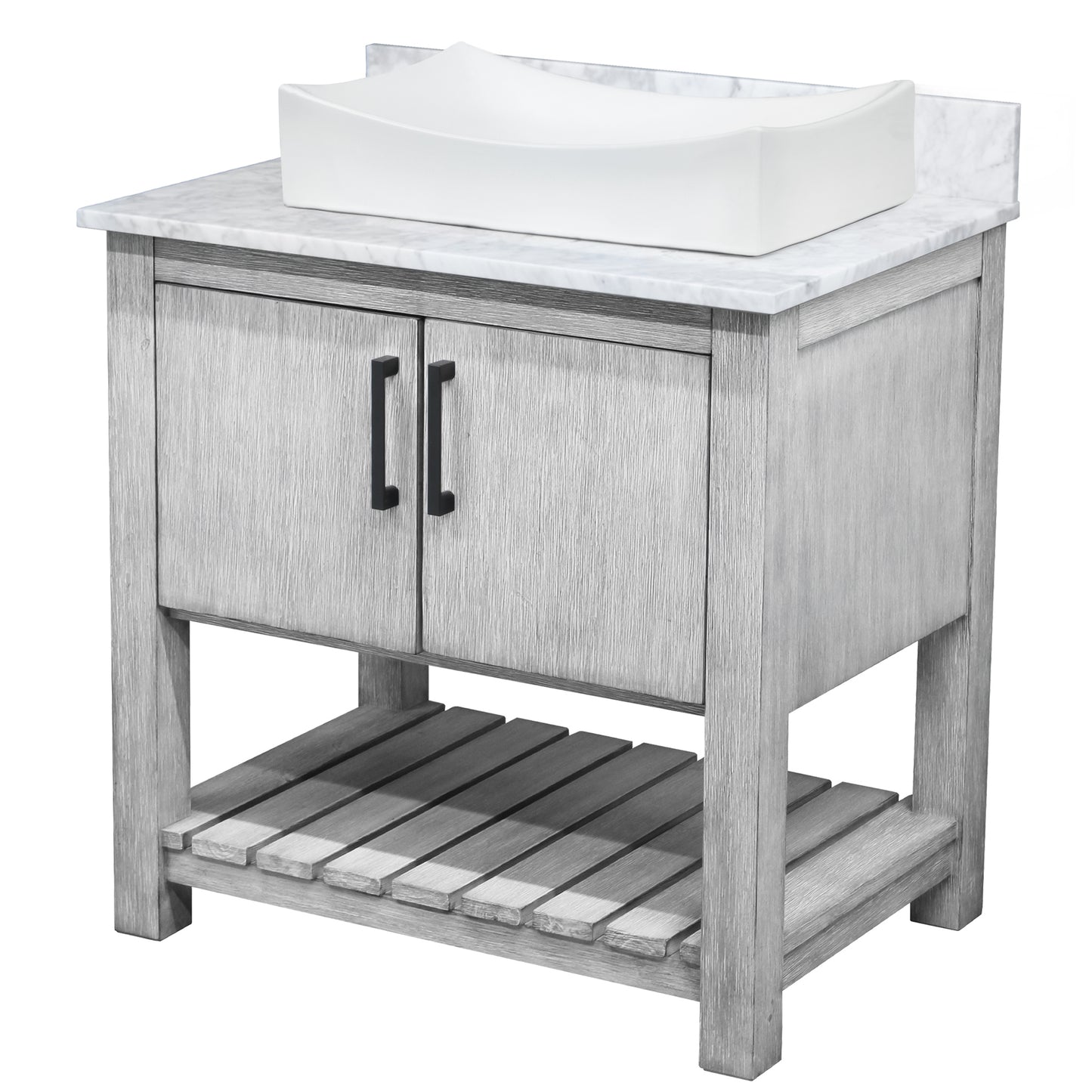 30-inch Bath Vanity with Carrara White Marble Counter and Sink - NOBV-30SG-CAR-01141