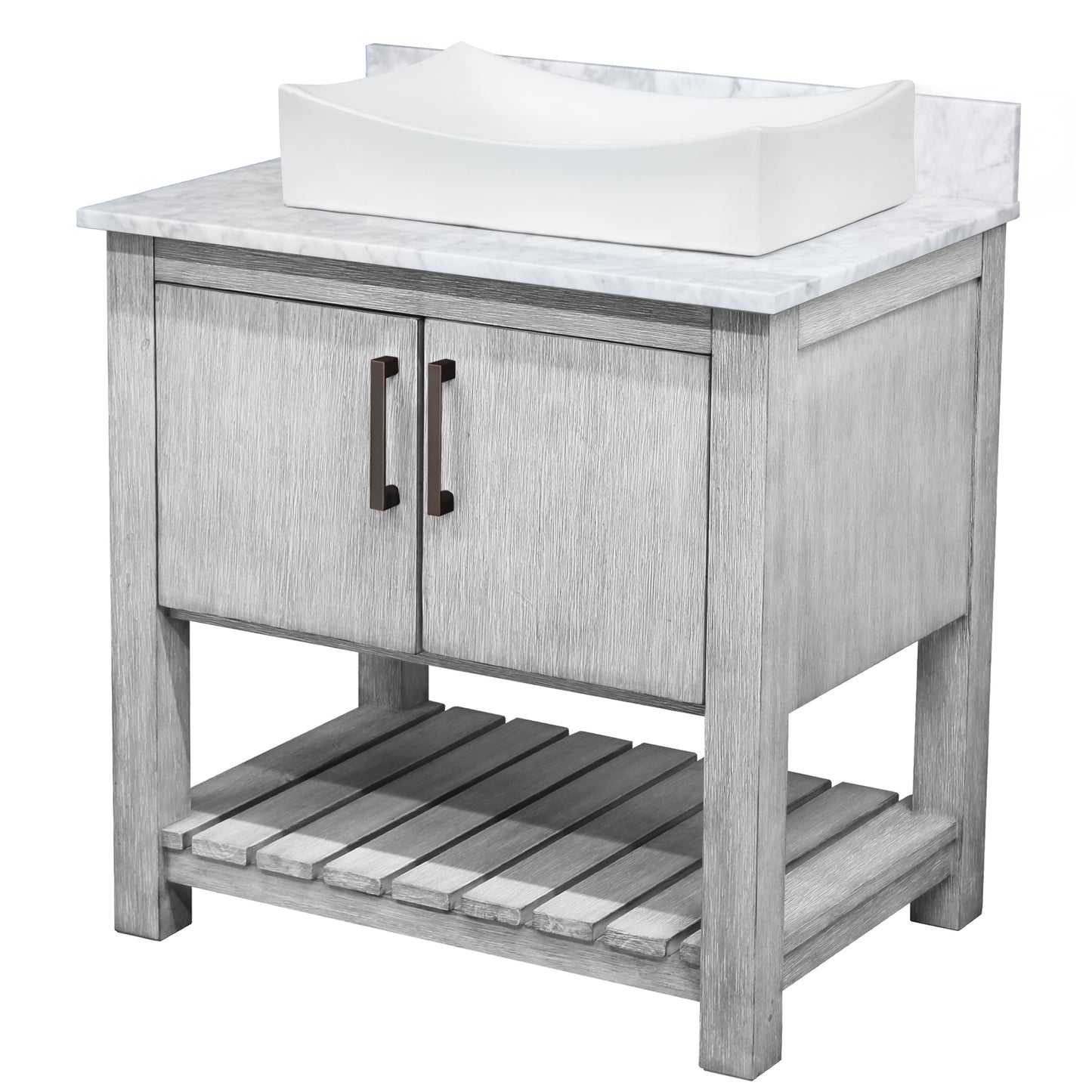 30-inch Bath Vanity with Carrara White Marble Counter and Sink - NOBV-30SG-CAR-01141