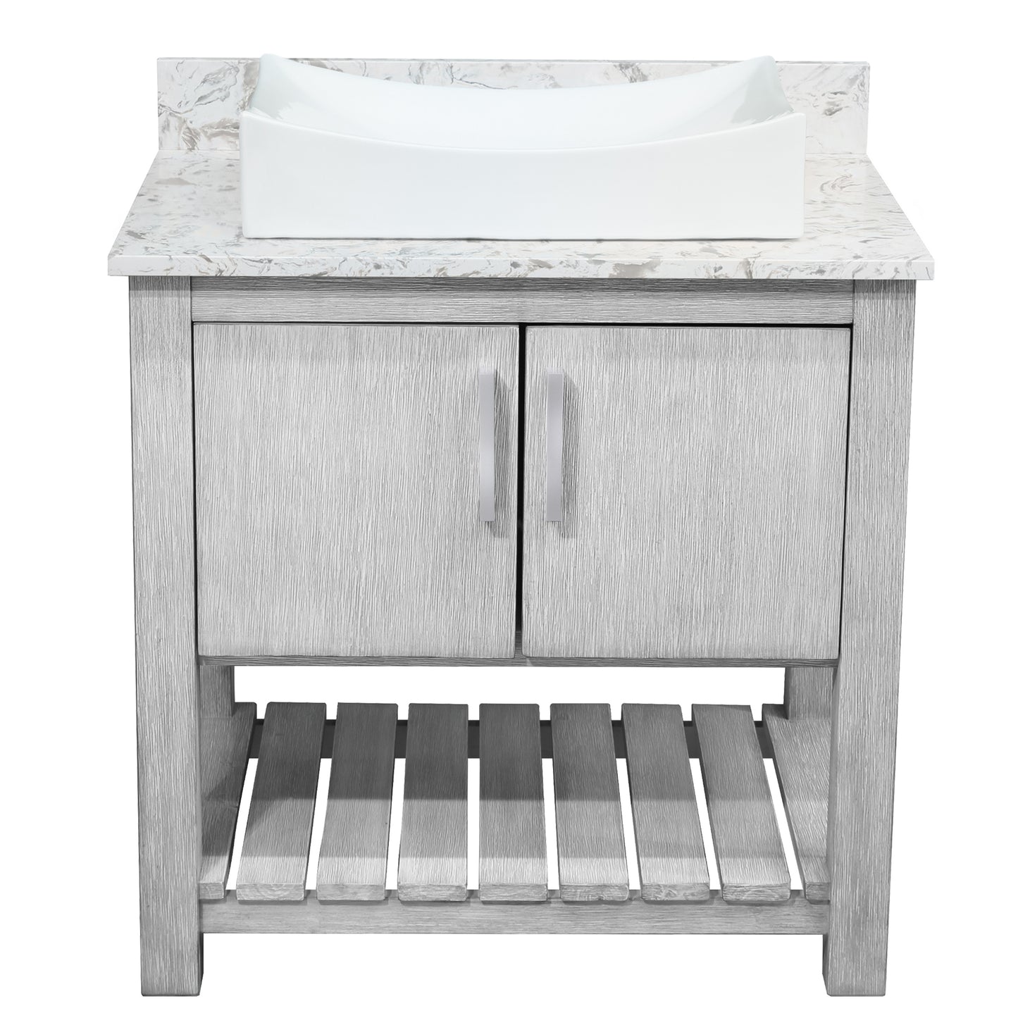 30-inch Bath Vanity with Café Mocha Quartz Counter and Sink - NOBV-30SG-6001-1141