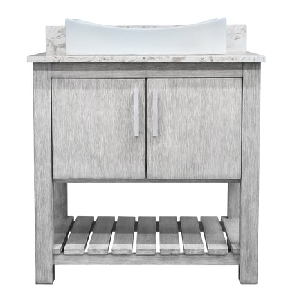 30-inch Bath Vanity with Café Mocha Quartz Counter and Sink - NOBV-30SG-6001-1141